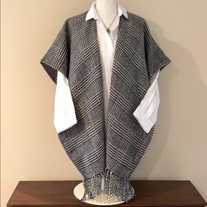 LOFT REVERSIBLE HOUNDSTOOTH PONCHO
